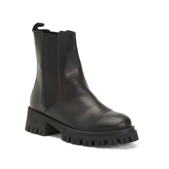 RIZZOLI Black Made In Italy Leather Mid Calf Chelsea Booties - Picture 1 of 2